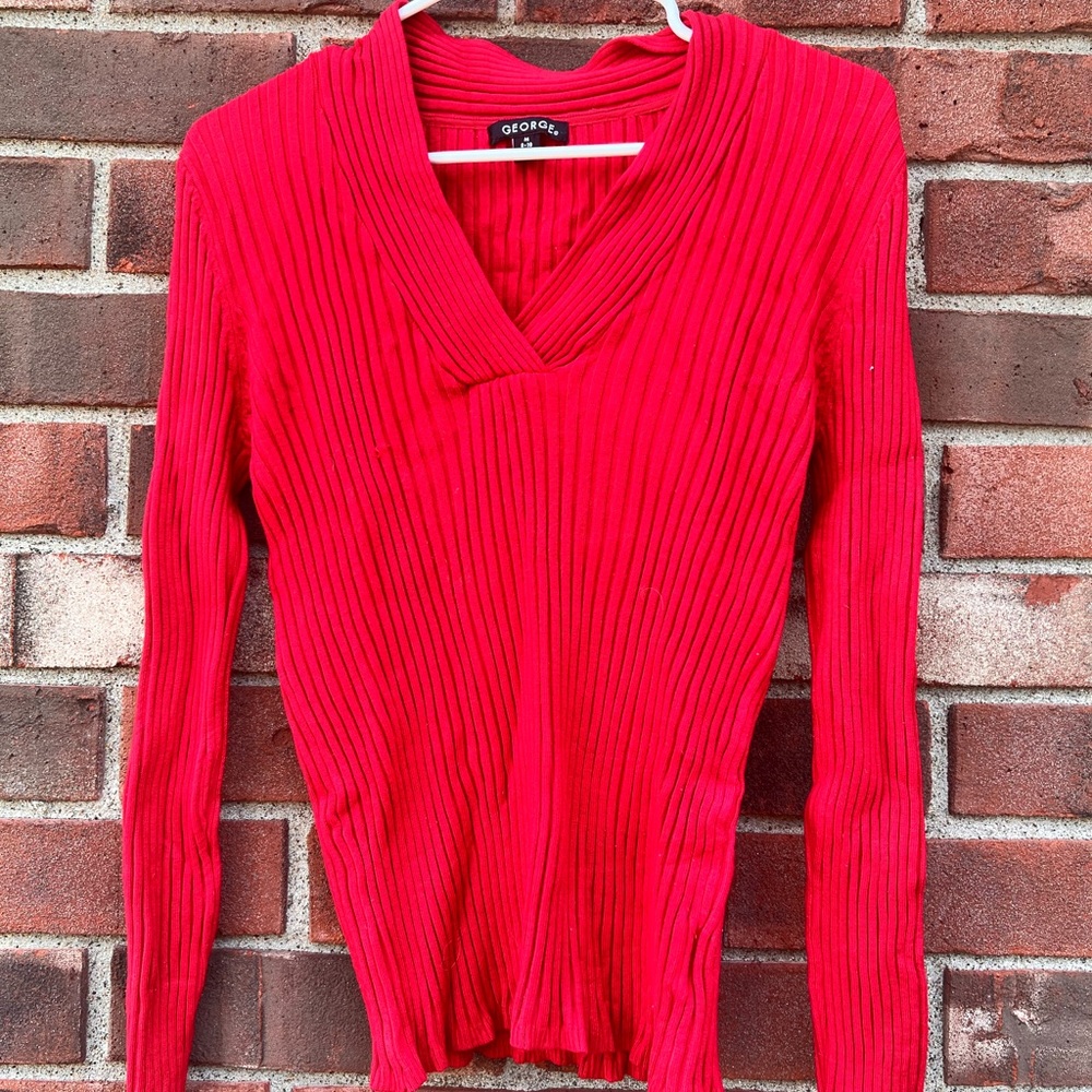George Scarlet Ribbed Knit Top